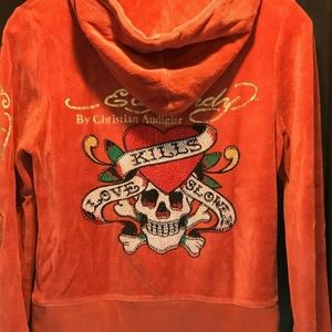 Velour Ed Hardy Zip up Sweatshirt